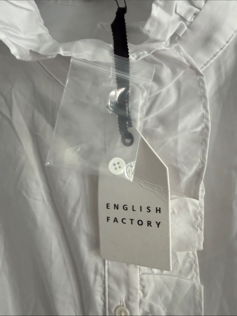 White Ruffle-Front cotton blouse - Picture 4 of 7